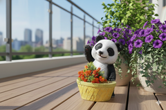 Black & White color Garden Panda Planter