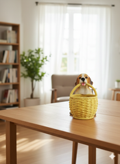 Beagle Dog Holding Basket