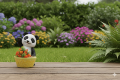 Black & White color Garden Panda Planter
