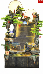 Twin-Halo Mountain Landscape Floor Fountain