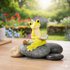 Frog figurine with snail