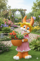 Garden Duck Planter, Orange and Pink