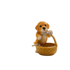 Labrador puppy in a basket