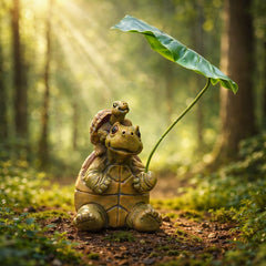 Tortoise with a leaf umbrella