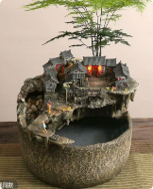 Zen Village Waterfall Pond with Pump & Figurines
