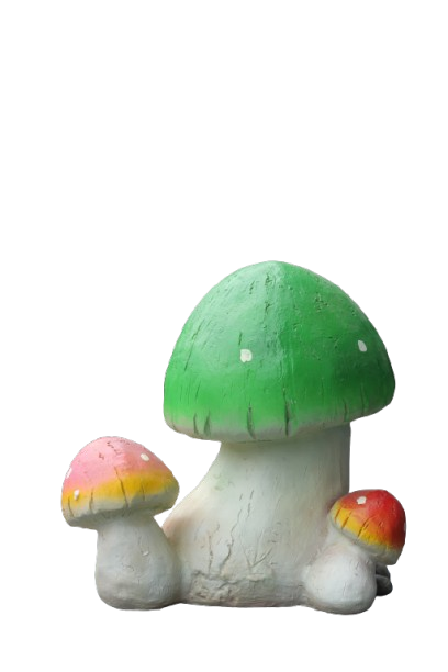 Decorative Garden Mushroom Statue, Green and Red Spotted Design