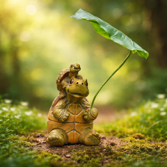 Tortoise with a leaf umbrella