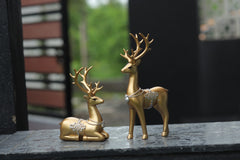 Elegant Gold Reindeer Figurines Set