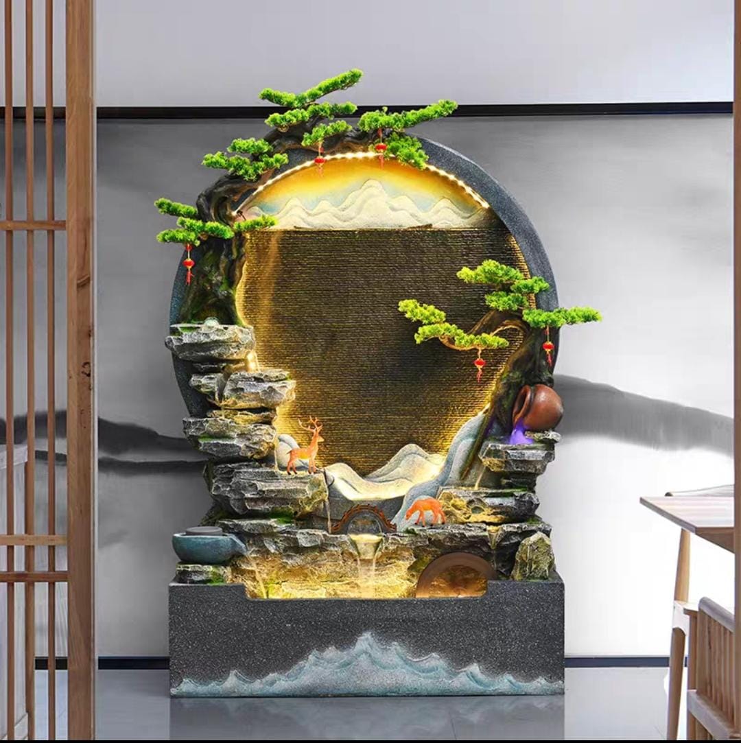 Chinese mountain scenery water fountain