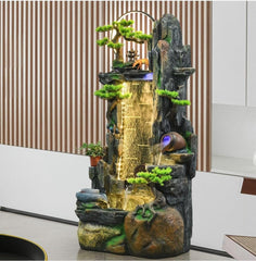 n Indoor & Outdoor Tabletop Mountain Waterfall, Multicolour, Resin, LED Lights