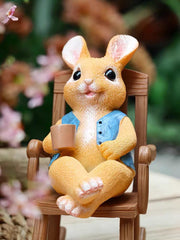 Coffee Time Bunny Figurine