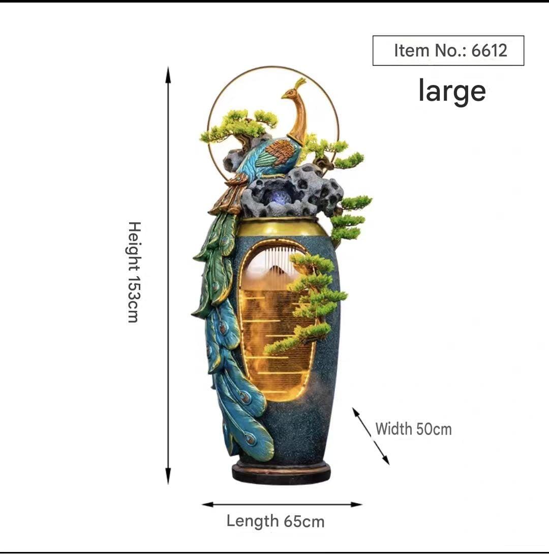 Regal Peacock Cascading Floor Fountain