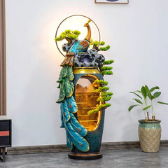 Regal Peacock Cascading Floor Fountain