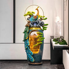 Regal Peacock Cascading Floor Fountain