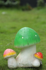 Decorative Garden Mushroom Statue, Green and Red Spotted Design