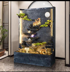 Luxury Indoor Waterfall Wall Fountain with LED Lighting